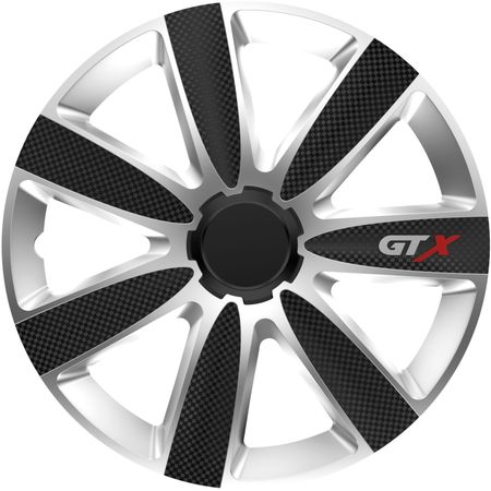 Poklice na kola pro Mazda GTX Carbon 16" Black & Silver 4ks